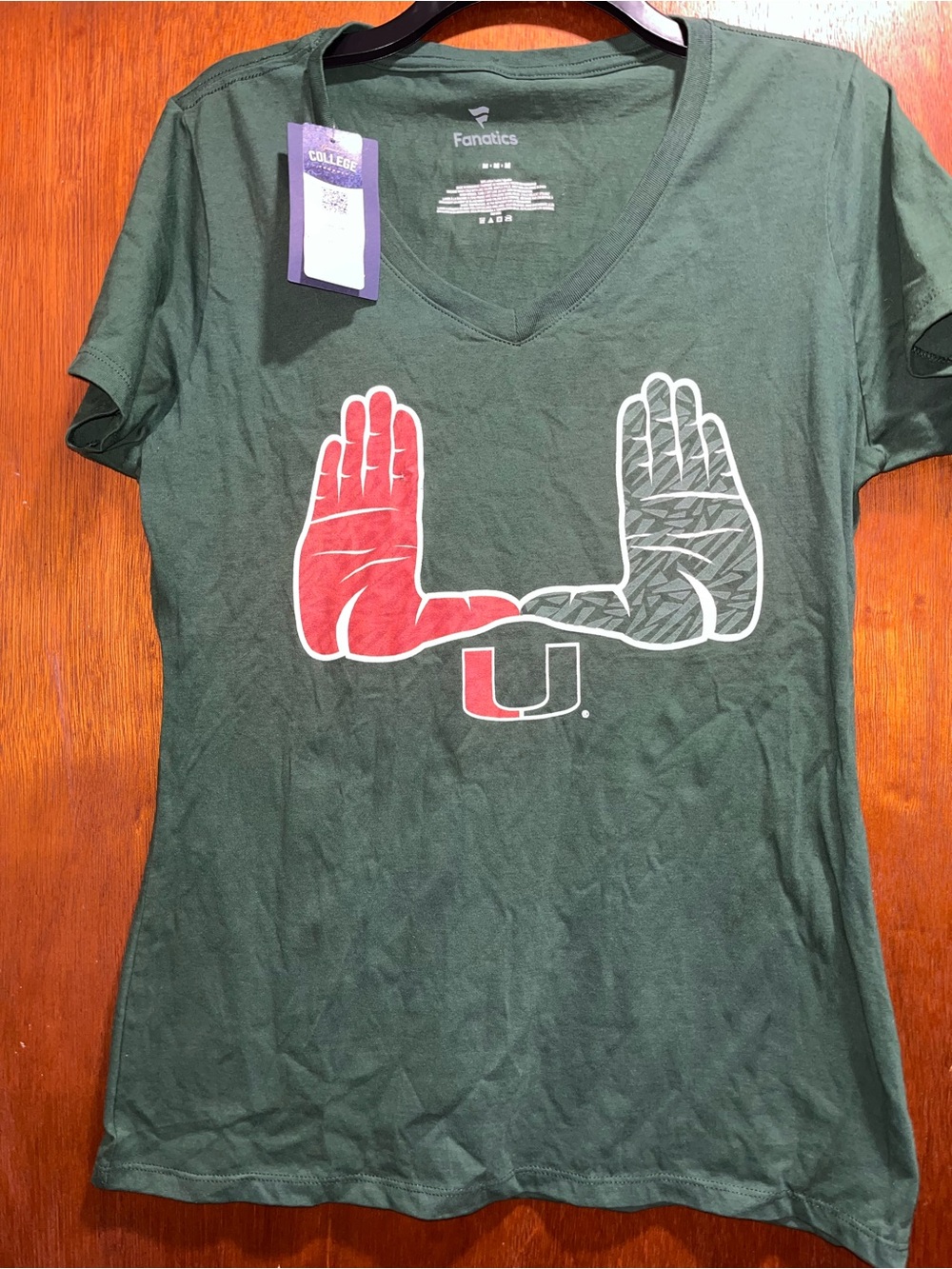 Fanatics Miami Green V-Neck Tee with White Logo
